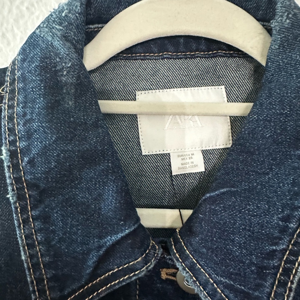 ZARA Oversized Casual Lightweight Blue Denim Jean Jacket Medium - Picture 8 of 14